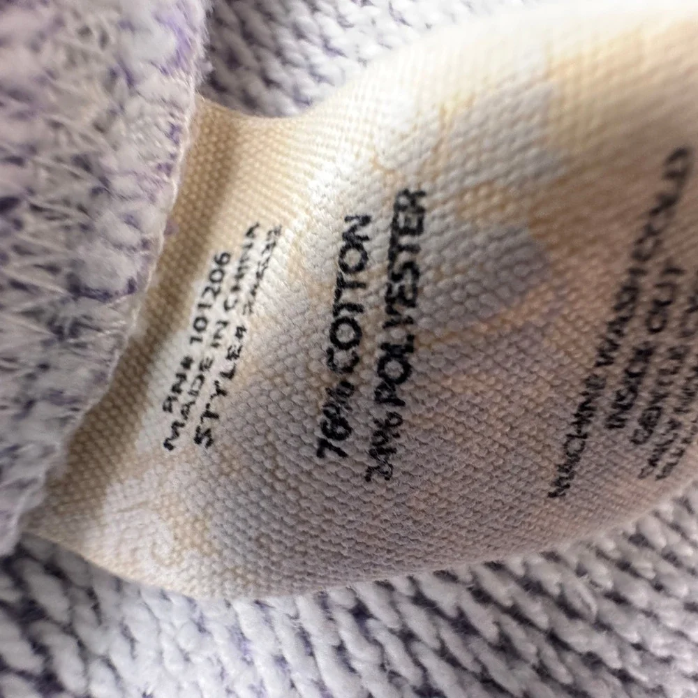Soft Surroundings Lavender Waffle Knit Henley Hoodie Tunic Purple 3/4 Sleeve Top